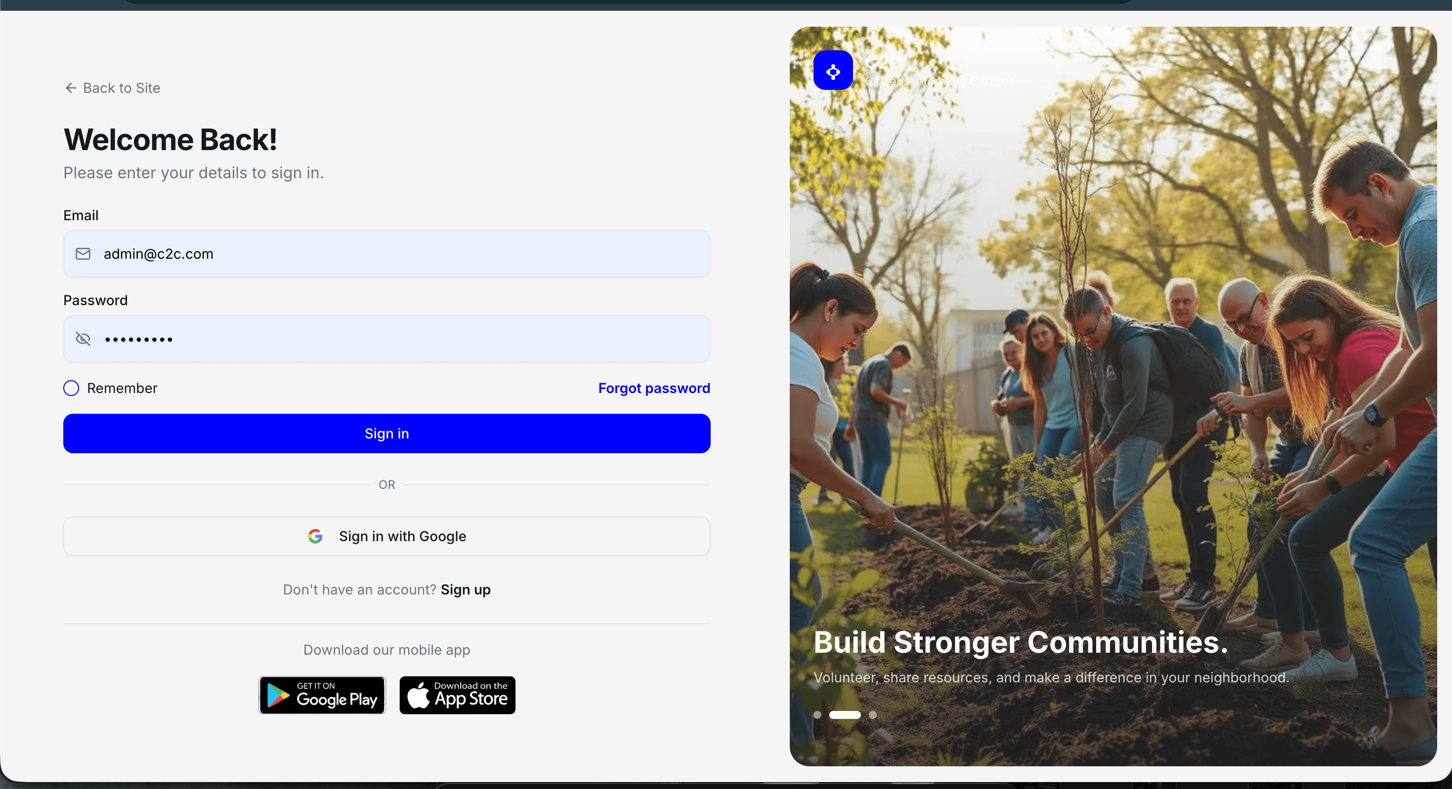 C2C News Web App screenshot 2